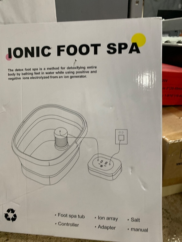 Photo 1 of **FOR PARTS** Ionic Foot Bath Detox Machine, Ionic Foot Spa to Remove Toxins with 2 Arrays, 80 Disposable Foot Bath Liners, Detoxification Sea Aalt, Durable Folding Bathtub - Gift for Women & Men