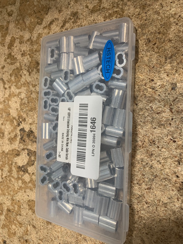 Photo 1 of 1/8" 100PCS Aluminum Crimping Loop Sleeve for Wire Rope, Cable Ferrule
