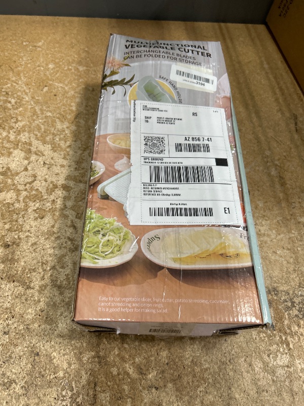Photo 1 of 5-in-1 Adjustable Mandoline Slicer with Stainless Steel Blades & Safety Hand Guard, Safe Mandolin for Kitchen, Non-slip Julienne Slicer Cutter, Vegetable Chopper for Onion, Potato, Cucumber, Carrot
