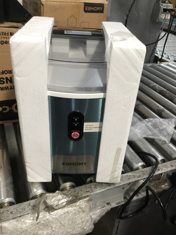 Photo 1 of EUHOMY Nugget Ice Maker Countertop with Handle, Ready in 6 Mins, 34lbs Per Day, Removable Top Cover, Auto-Cleaning, Portable Sonic Ice Maker with Basket and Scoop, for Home/Party/RV/Camping (Silver)