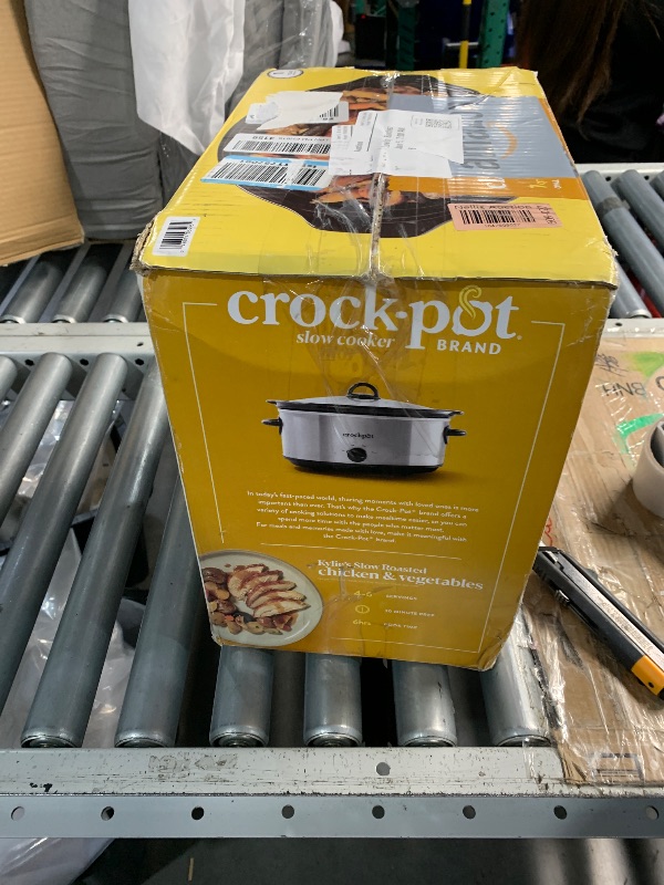 Photo 1 of ***(HEAVILY USED/ MINOR DAMAGE)***Crock-Pot 7 Quart Oval Manual Slow Cooker, Stainless Steel (SCV700-S-BR), Versatile Cookware for Large Families or Entertaining
