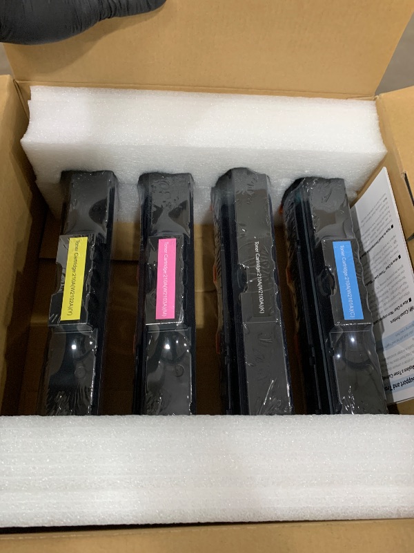 Photo 1 of 210A Toner Cartridges 4 Pack Compatible Replacement for HP 210A 210X W2100A W2101A W2102A W2103A Works for HP Color Pr MFP 4301 4201 Series 4201dw 4201dn MFP 4301dw 4301fdn 4301fdw Printer 4-Pack