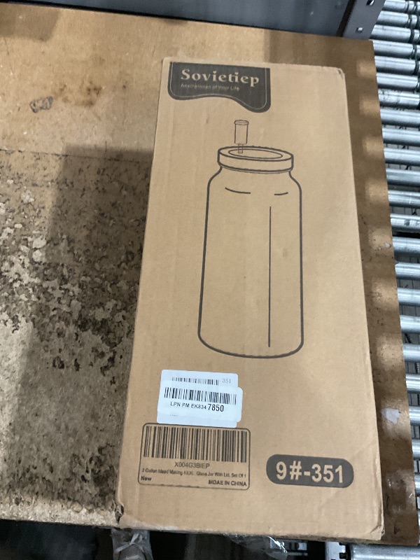 Photo 1 of 1 Pack 2 Gallon Large Fermentation Jar w Scale Mark, Wide Mouth Glass Jar with Airtight SCREW Lid and 2 Airlocks, 7600ML Wine Making Kit for Beer Cider Kombucha, Pickle Jar for Sauerkraut