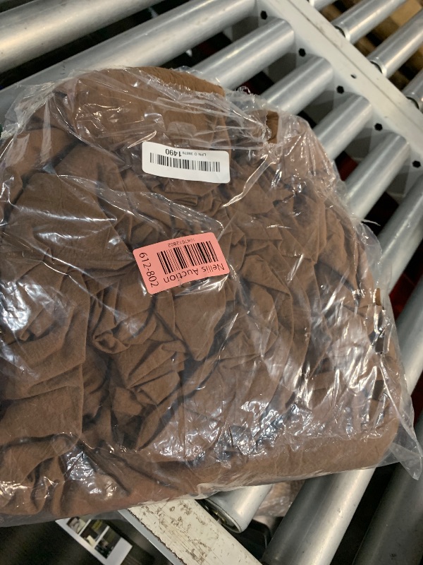Photo 1 of ***(HEAVILY USED/ MINOR DAMAGE)***JIYUAN 100% Washed Cotton Fitted Sheet 1Piece, Deep Pocket Bottom Sheet Fits Mattress up to 17", Linen Like Comfy and Breathable for All Seasons, Queen Size, Chocolate Brown