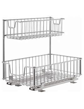Photo 1 of *PHOTO FOR REFRRENCE* Metal 2 tier Sliding Cabinet Storage Rack 