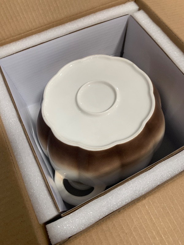 Photo 1 of (broken handle damages) MISSYSSIM Ceramic Mixing Bowls Set for Kitchen, Large Nesting Bowls with Handles Set of 4, Deep Food Storage Containers for Cooking, Serving, Baking, Salad, Oven, Microwave and Dishwasher Safe