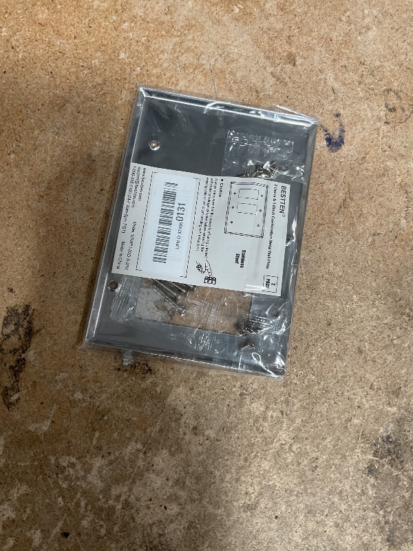 Photo 1 of [1 Pack] BESTTEN 3-Gang Combination Metal Wall Plate with ?hite or Clear Plastic Film, 2-Decorator/1-Blank, Corrosion-Resistant Stainless Steel Outlet and Switch Cover, Brushed Finish