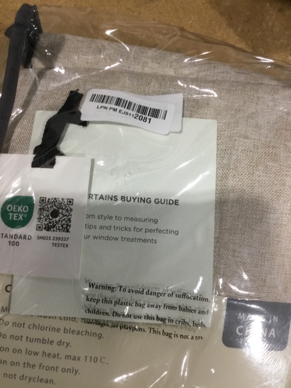 Photo 1 of 100% Blackout Shield Linen Blackout Curtains for Bedroom 108 Inches Long, Back Tab/Rod Pocket Living Room Drapes, Thermal Insulated Blackout Curtains 2 Panels Set, 50" W x 108" L, Oatmeal