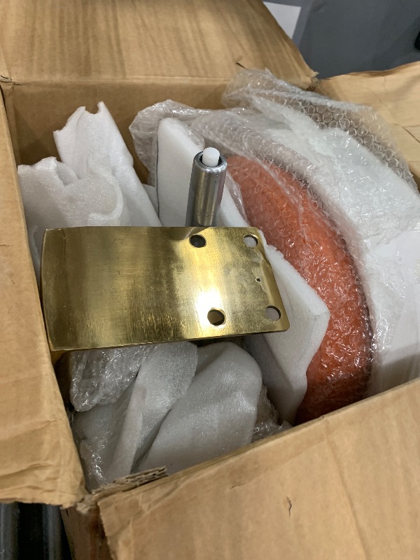 Photo 1 of FUNROLUX Counter Height Bar Stools with Back, Modern Adjustable Height Barstools Swivel Bar Chair with Polished Gold Stainless Steel Legs for Kitchen Island Counter Living Room Coffee Shop (Orange)