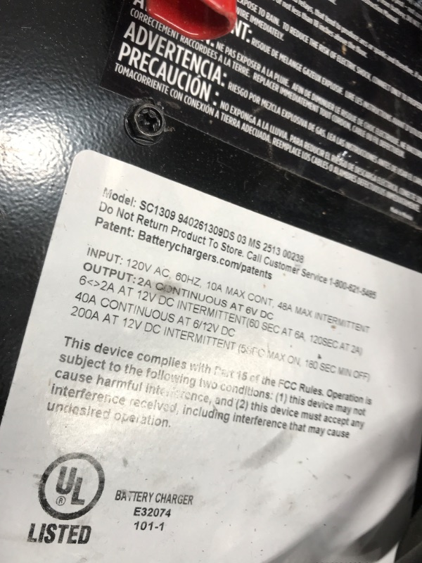 Photo 1 of Schumacher Electric Fully Automatic Battery Charger & Engine Starter - 6/12 Volt Car Battery Charger, 200 Amp Engine Start & 40 Amp Boost - Alternator Tester with Multi-Stage Charging SC1309