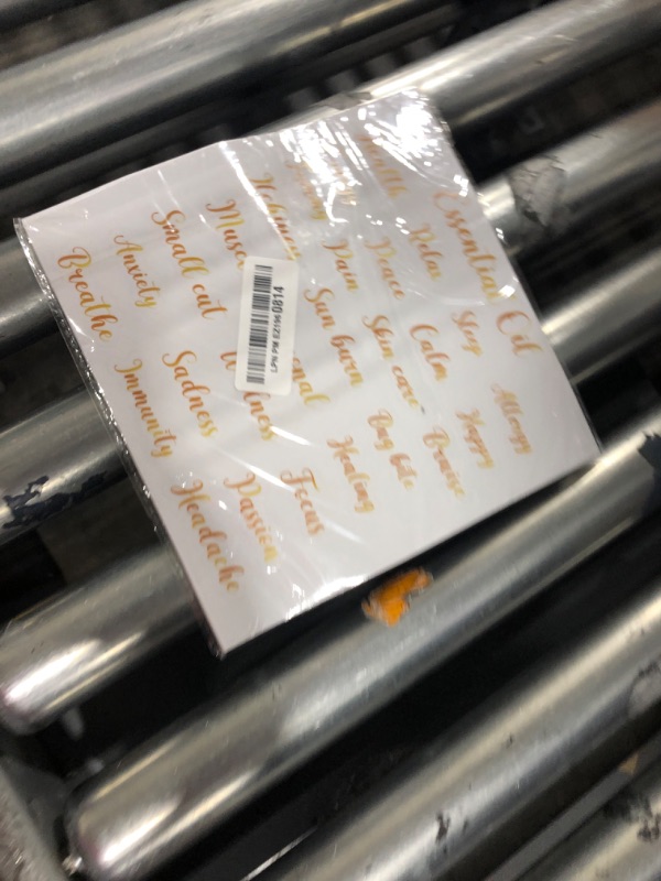 Photo 1 of 7 Sheets Essential Oil Labels Stickers, Adhesive Letter Labels Oil Roller Bottles Lip Oil Tubes Waterproof Stickers Essential Oil Accessories Water-Proof Roller Bottle Label Decoration (Gold)