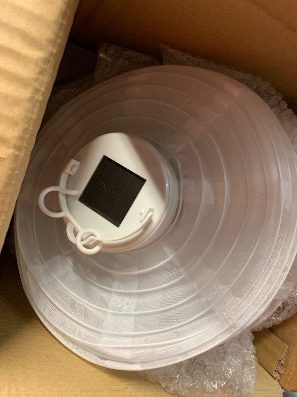 Photo 1 of (see images) LumaBase Solar Powered Nylon Lanterns, White - Set of 3