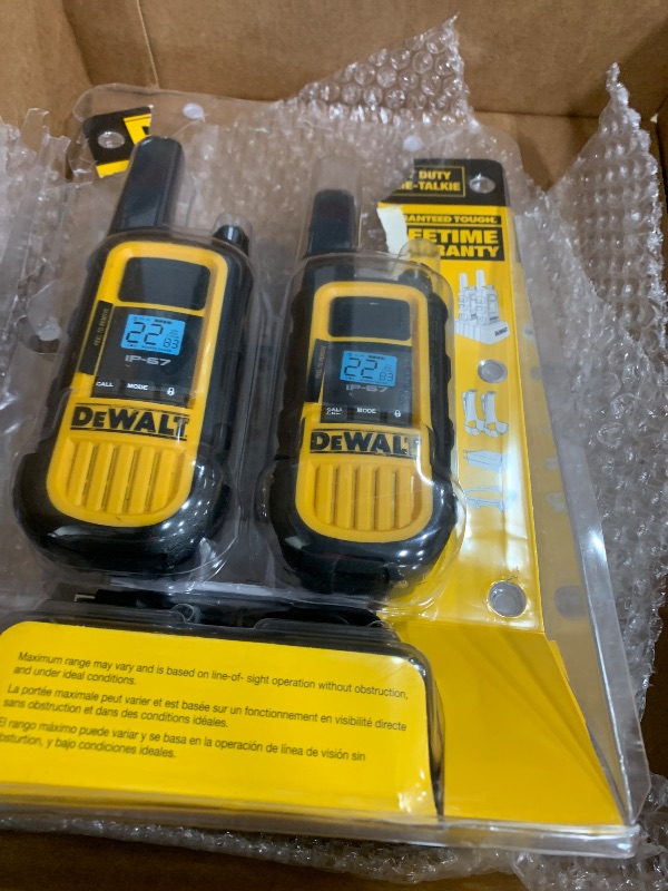 Photo 1 of ***PARTS ONLY***DEWALT DXFRS800 2 Watt Heavy Duty Walkie Talkies - Waterproof, Shock Resistant, Long Range & Rechargeable Two-Way Radio with VOX (2 Pack)