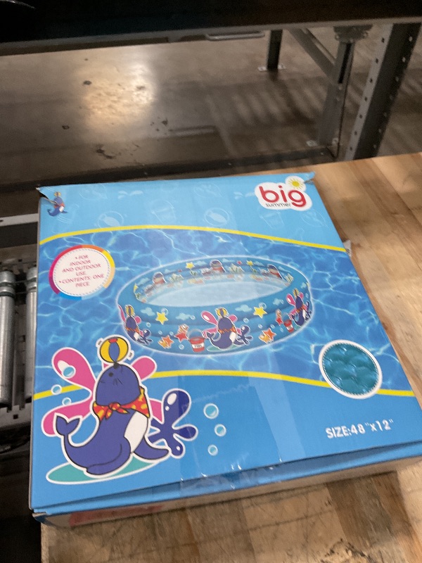 Photo 1 of 3 Rings Kiddie Pool for Toddler, 48”X12”?Kids Swimming Pool, Inflatable Baby Ball Pit Pool, Small Infant Pool (Blue)