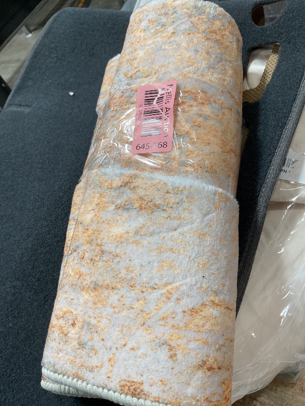 Photo 1 of *PICTURE FOR REFERENCE**SEE SECOND PICTURE* IOHOUZE Small Abstract Area Rug 2x3 Ft Entryway Rugs Washable Door Mat Indoor Entrance, Rubber Backed Throw Rugs, Printed Faux Wool Non Slip Floor Carpet for Foyer Front Door Sink, Beige
