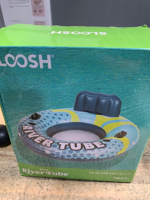 Photo 1 of ***(USED/ UNABLE TO TEST ITEM)***SLOOSH Inflatable River Tubes Float - Heavy Duty Pool Tube Floats for Adults Floating, Lake Floaties River Run Sports Fun, Large Raft Water Lounger with Cup Holders Mesh Bottom (53 inches, Blue)