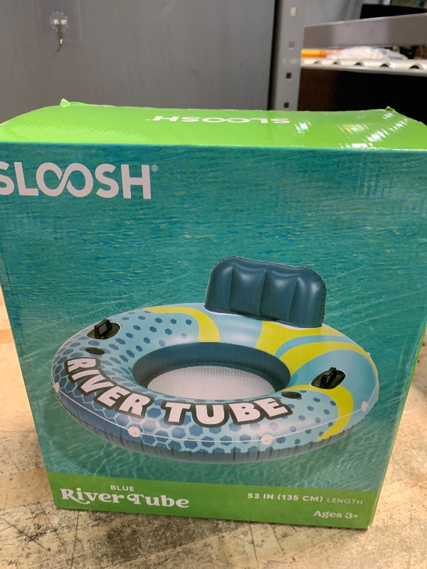Photo 1 of ***(USED/ UNABLE TO TEST ITEM)***SLOOSH Inflatable River Tubes Float - Heavy Duty Pool Tube Floats for Adults Floating, Lake Floaties River Run Sports Fun, Large Raft Water Lounger with Cup Holders Mesh Bottom (53 inches, Blue)