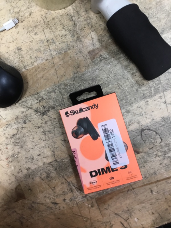 Photo 1 of *used*Skullcandy Dime 3 Wireless Earbuds, Bluetooth Headphones, Noise Isolating Fit, Up to 20 Hours Battery, Microphone for iPhone Android, Easy Carry with Integrated Lanyard - True Black