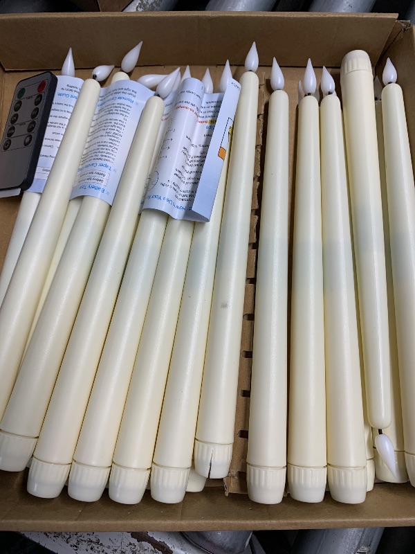 Photo 1 of (see images) Homemory 24 Pcs Flameless Taper Candles with Remote Timer Dimmer, 11 inches Ivory Candlesticks Battery Operated