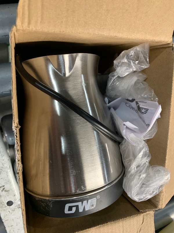 Photo 1 of ***(HEAVILY USED/ MINOR DAMAGE)***110V Electric Turkish Coffee Pot, 600ML Stainless Steel Turkish Coffee Maker Kettle for Home