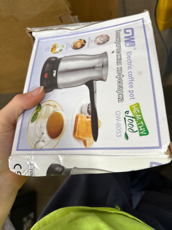 Photo 1 of ***(HEAVILY USED/ MINOR DAMAGE)***110V Electric Turkish Coffee Pot, 600ML Stainless Steel Turkish Coffee Maker Kettle for Home
