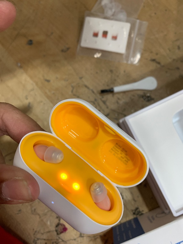 Photo 1 of *UNABLE TO FULLY TEST**Hearing Aids, Rechargeable Digital Hearing Aids for Seniors, Noise Cancelling with 16-Channel Sound Processing, Invisible Hearing Aids for Men Women with Charging Case (1, yellow)