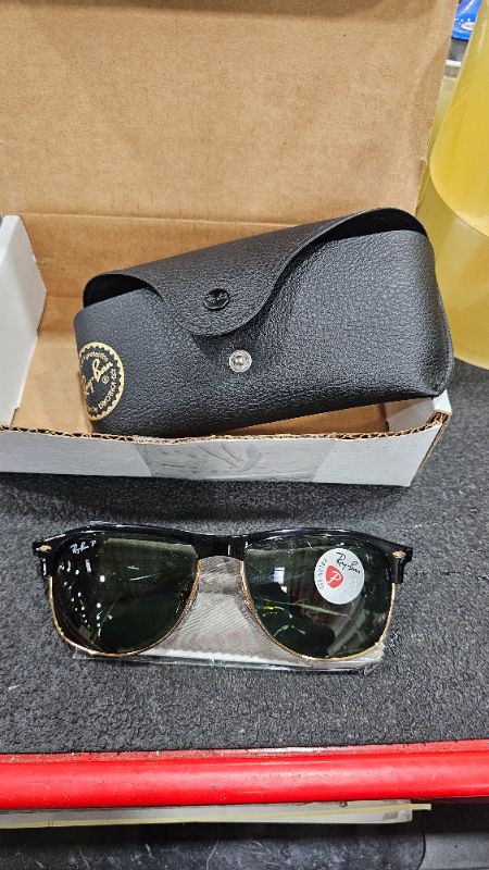 Photo 1 of (USED/FAIR) Ray-Ban Rb4342 Square Sunglasses, Black/Dark Green Polarized, 59 mm