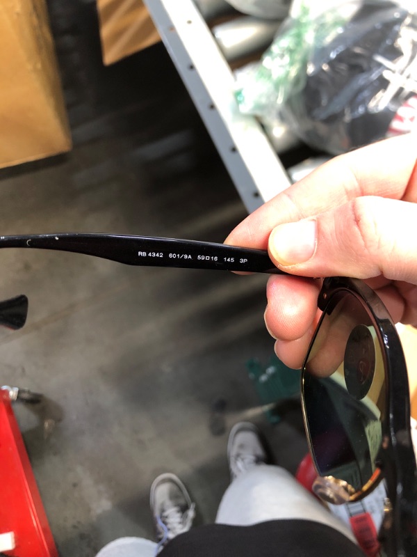 Photo 1 of (USED/FAIR) Ray-Ban Rb4342 Square Sunglasses, Black/Dark Green Polarized, 59 mm