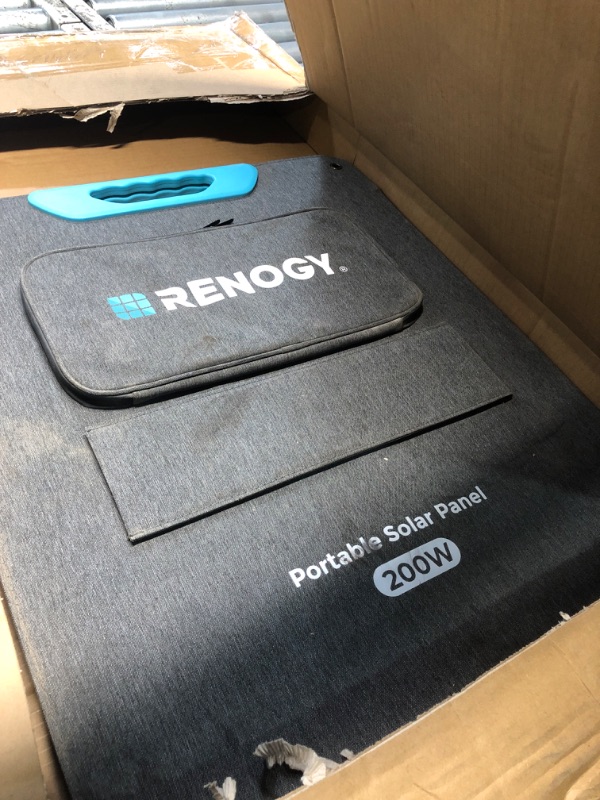 Photo 1 of ***HEAVILY USED AND DIRTY - NO CHARGE CONTROLLER - UNABLE TO TEST***
Renogy 200W Portable Solar Panel, IP65 Waterproof Foldable Solar Panel Power Backup, Solar Charger for Power Station RV Camping Off Grid