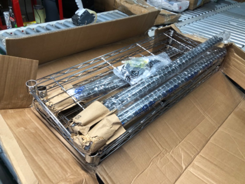 Photo 1 of Amazon Basics 5-Shelf Adjustable Heavy Duty Steel Wire Rack Storage Shelving Organizer for Kitchen, Garage, 36" L x 14" W x 72" H, Chrome