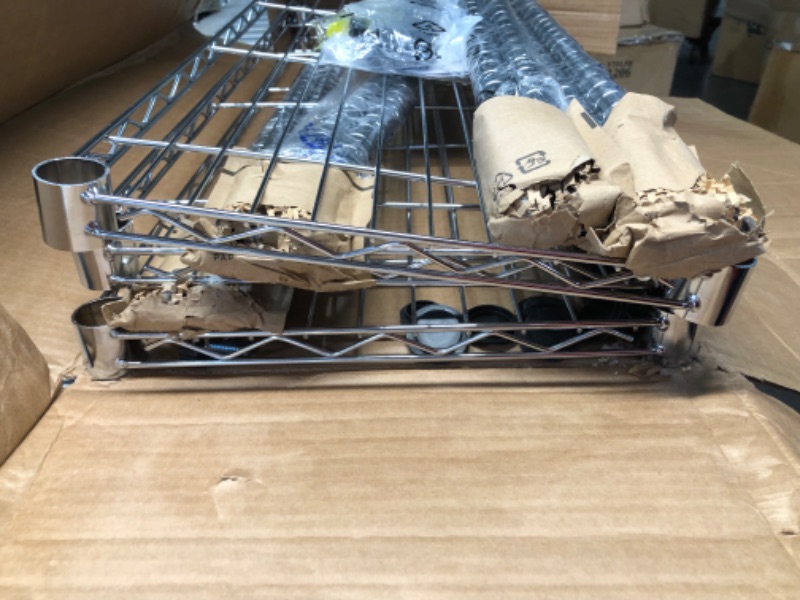 Photo 1 of Amazon Basics 5-Shelf Adjustable Heavy Duty Steel Wire Rack Storage Shelving Organizer for Kitchen, Garage, 36" L x 14" W x 72" H, Chrome