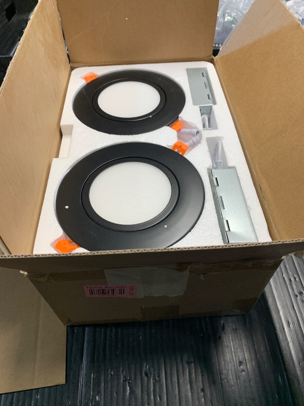 Photo 1 of [4 Pack] CLOUDY BAY 6 inch 5 Color Swivel LED Gimbal Recessed Light with Night Light,12W CRI80+ 850LM,2700K/3000K/3500K/4000K/5000K,Canless Angled Adjustable Ceiling Downlight,Black