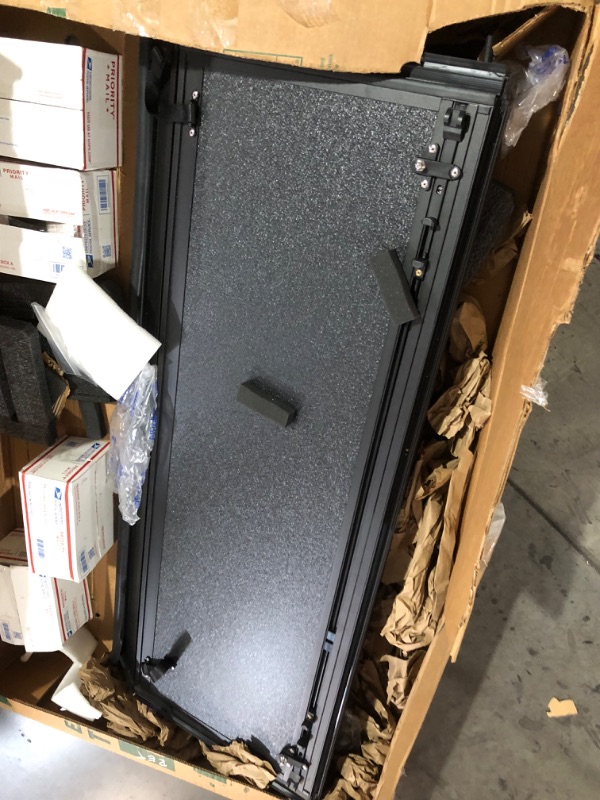 Photo 1 of ***DAMAGED - HEAVILY USED - GASKET WEATHERSTRIPPING WORN AND TORN - SEE PICTURES***
Rough Country Hard Tri-Fold Truck Bed Tonneau Cover for Toyota Tacoma (2024-2025) - Aluminum Flip-Up Folding Bed Cover, Fits 5' (60.3") Bed