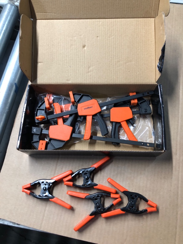 Photo 1 of (PARTIAL SET) HORUSDY 8-Pack Bar and Spring Clamps for Woodworking - 4 Pieces 6" Bar, 4 Pieces 4" Spring, 75 LBS Load Limit, Quick F Clamp Set