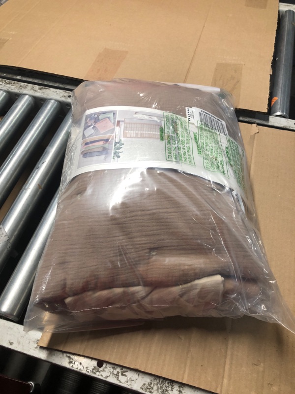 Photo 1 of **(*USED/ MISSING PARTS)***Levtex Baby - Cloud Muslin Crib Bed Set - Baby Nursery Set - Cacao and Beige Stars - Grey Textured Muslin - 5 Piece Set Includes Quilt, Fitted Sheet, Two Swaddles & Bear Lovey