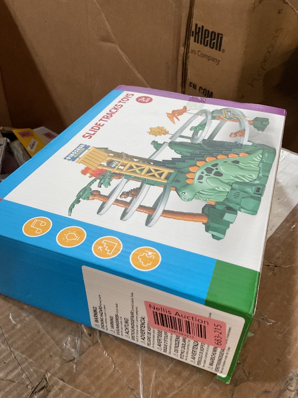 Photo 1 of ***(MISSING PARTS/ SEE NOTES)*** JUKUDAHU Dinosaur Climbing Slide Stair Toy for Toddlers Aged 3 4 5 6 7 8 - Racing Track Game Set, Sliding Car Toy, Dinosaur Themed 