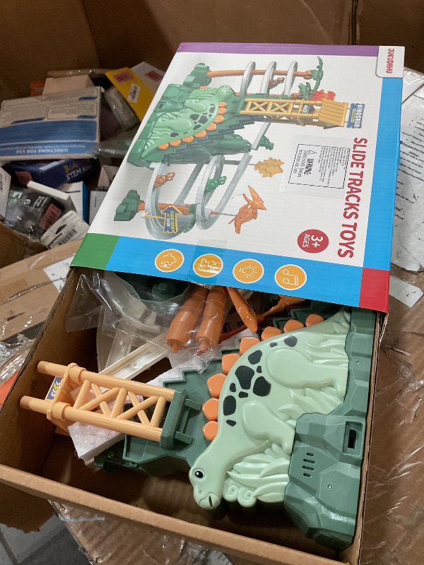 Photo 1 of ***(MISSING PARTS/ SEE NOTES)*** JUKUDAHU Dinosaur Climbing Slide Stair Toy for Toddlers Aged 3 4 5 6 7 8 - Racing Track Game Set, Sliding Car Toy, Dinosaur Themed 