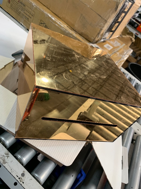 Photo 1 of ***(MINOR DAMAGE/ SEE NOTES)***UNIQOOO Metallic Gold Mirror Acrylic Wedding Card Box With Slot, Large 10x10x5.5 Inch Blank No Print | Thick DIY Wedding Receptions Wishing Well Money Box, Graduation, Birthday, Memory