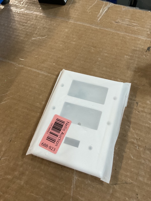Photo 1 of [2 Pack] BESTTEN 3-Gang Combination Wall Plate, 2-Decor/ 1-Toggle, Standard Size, Unbreakable Polycarbonate Outlet and Switch Cover, White