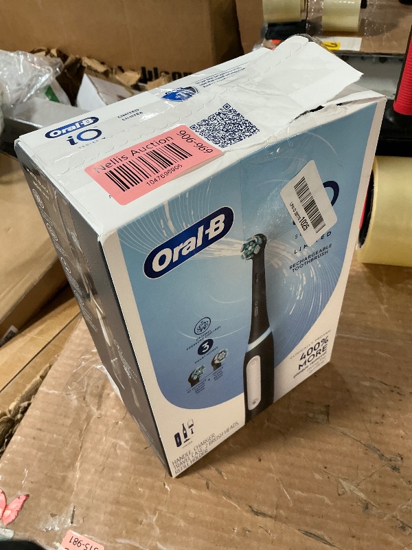 Photo 1 of (USED/FAIR) (POWER TESTED)  Oral-B iO Deep Clean Rechargeable Electric Powered Toothbrush, Black with iO Series 3 Limited, 2 Brush Heads and Travel Case - Pressure Sensor to Protect Gums - 3 Cleaning Settings - 2 Minute Timer