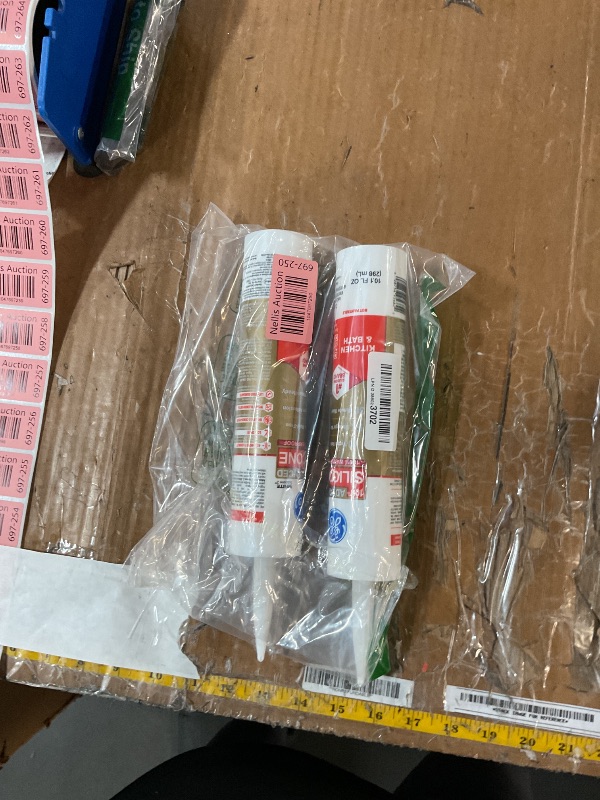 Photo 1 of (2 UNOPENED) (BAGGED) GE Advanced Silicone Caulk for Kitchen & Bathroom, White, 10 fl oz Cartridge, 1 Pack - 100% Waterproof Silicone Sealant, 5X Stronger Adhesion, Shrink & Crack Proof
