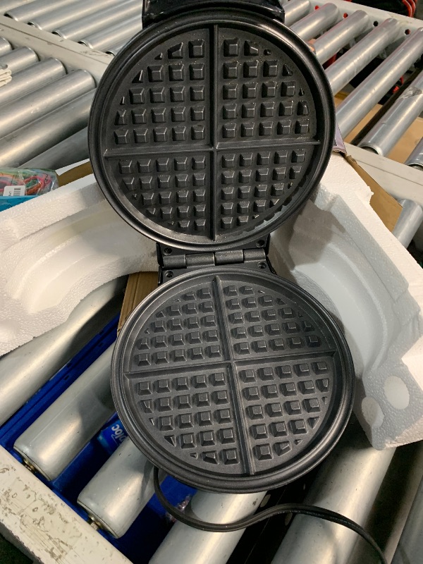 Photo 1 of ***(HEAVILY USED/ MINOR DAMAGE)***FineMade 7 Inches Round Classic Waffle Maker Machine, Mini Waffle Maker, Non-stick Waffle Irons, Thin Waffle Maker Crispy, Black