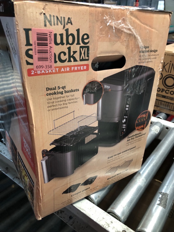 Photo 1 of Ninja Air Fryer, 10QT DoubleStack XL 2-Basket, Compact Design, Cooks 5lb Whole Chicken, Feeds Up to 8 People, 6-in-1 Air Fryer, Roast, Bake & More, Easy to Clean, Dishwasher Safe Parts, Grey, SL401