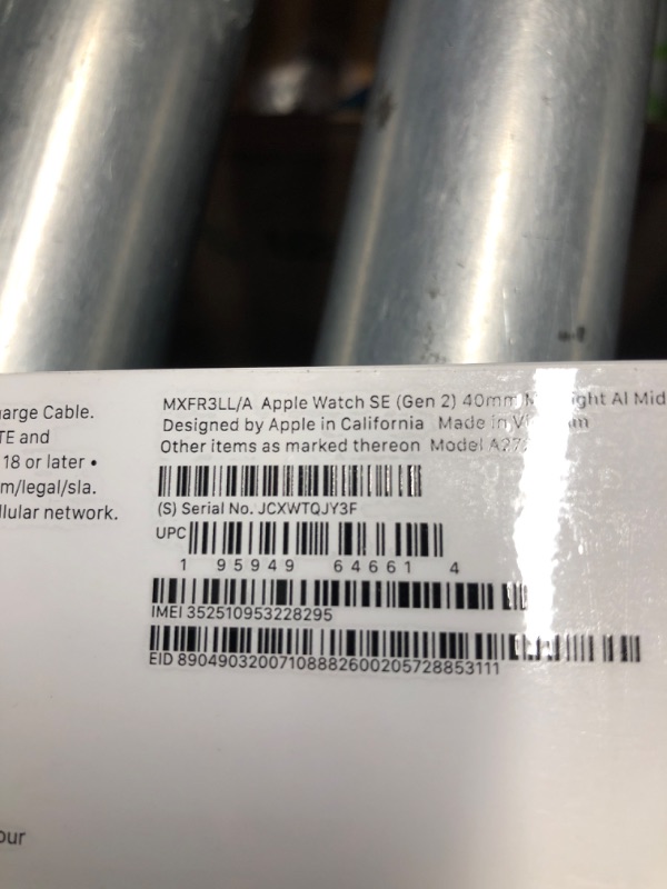 Photo 1 of *** DEVICE IS LOCKED *** Apple Watch SE (2nd Gen) [GPS + Cellular 40mm] Smartwatch with Midnight Aluminum Case with Midnight Sport Band S/M. Fitness and Sleep Trackers, Crash Detection, Heart Rate Monitor, Retina Display