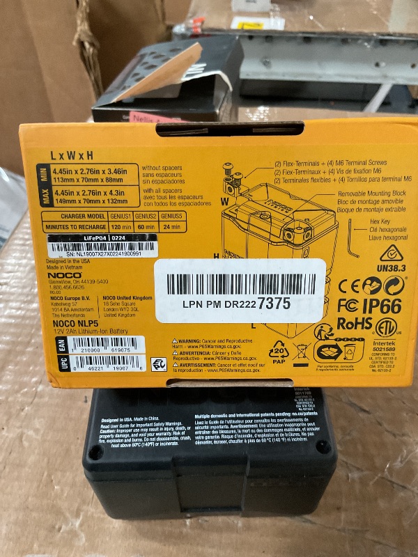 Photo 1 of (USED/FAIR) NOCO Lithium NLP5: Ultra-Light 12V Lithium Powersport Battery – Group 5 – 2Ah – 250A Start Power – Intelligent BMS – UL Certified