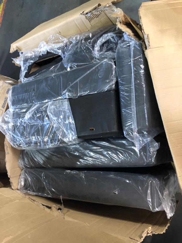 Photo 1 of (used)(incomplete)(sold for parts only) OSP Home Furnishings Pacific Armchair with Padded Box Spring Seats and Silver Finish Legs, Black Vinyl