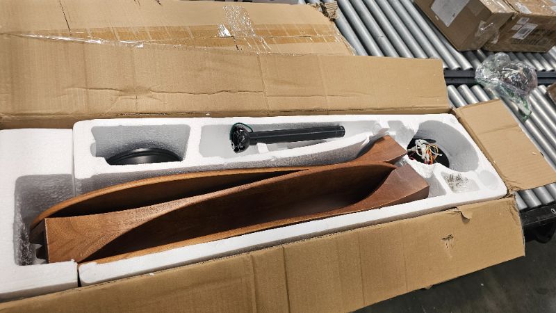 Photo 1 of ***PARTS ONLY***BOOSANT 60 inch Ceiling Fan Without Light, Ceiling Fan No Light with Remote Control and Quiet DC Motor, Outdoor Fans for Patios without Lights, Solid Wood 3 Blades,ETL Listed - Dark Walnut