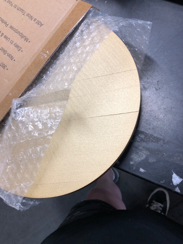 Photo 1 of ****SEE PHOTOS FOR CRACKED/DAMAGES***

Greatseas Lazy Susan for Table Top Bamboo Lazy Susan Turntable for Cabinet Kitchen Countertop Organizer for Condiment Bathroom Counter Organizer Decor Sink Tray Gold 10 Inch