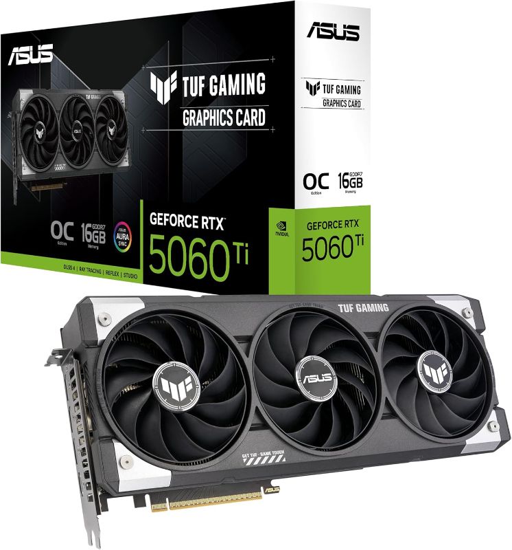 Photo 1 of  ASUS TUF gaming 5060 16GB GDDR7 OC Edition Gaming Graphics Card (PCIe® 5.0, HDMI®/DP 2.1, 3.125-slot, Military-Grade Components, Protective PCB Coating, axial-tech Fans)