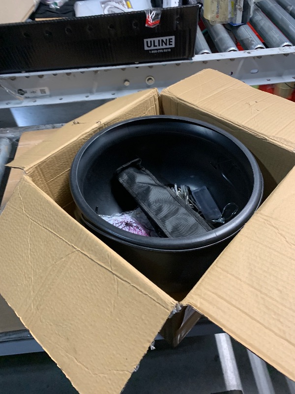 Photo 1 of (USED/FAIR) (POSSIBLE MISSING) Halloween Decorations Outdoor - Large Witches Cauldron on Tripod with Lights - Black Plastic Cauldron Candy Bucket Decoration for Yard Home Porch Outside